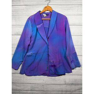 Vintage Michele Michelle Women's 12 Purple Blue Abstract Pantsuit Set 1266